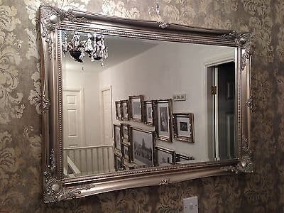 X Large Antique Silver Shabby Chic, Silver Antique Mirror Large